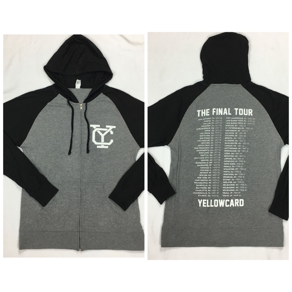 yellow card final tour last concert hoodie zip up sweatshirt size medium